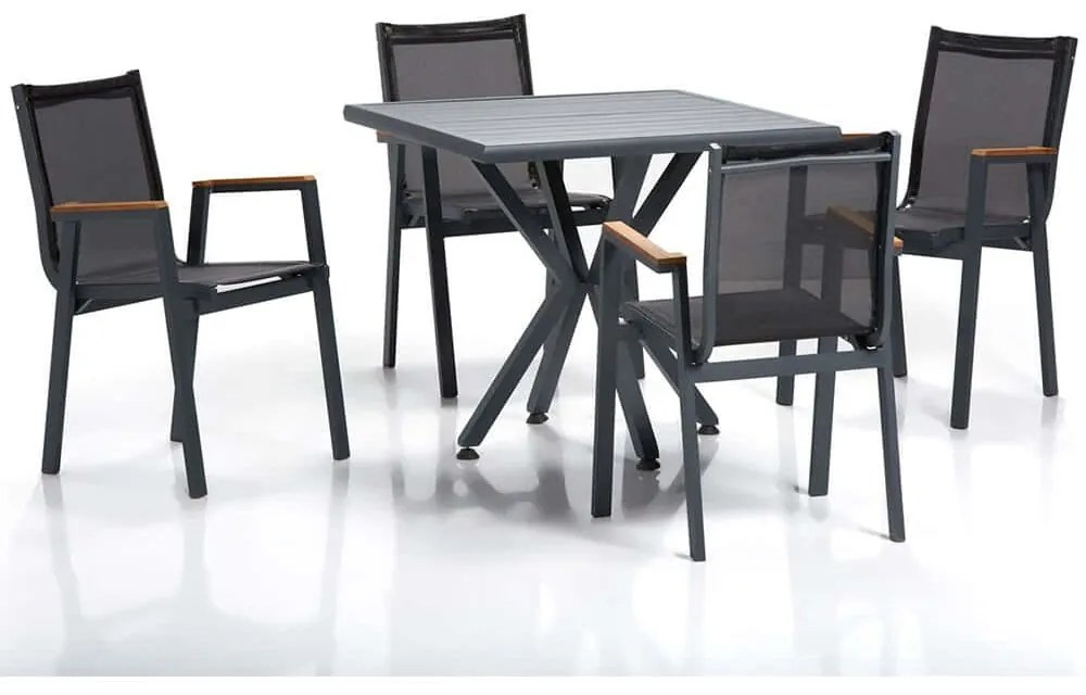 Τραπεζαρία Κήπου Samara (Σετ 5Τμχ) 561CLR1302 94x94x78cm Grey-Black Four Seater