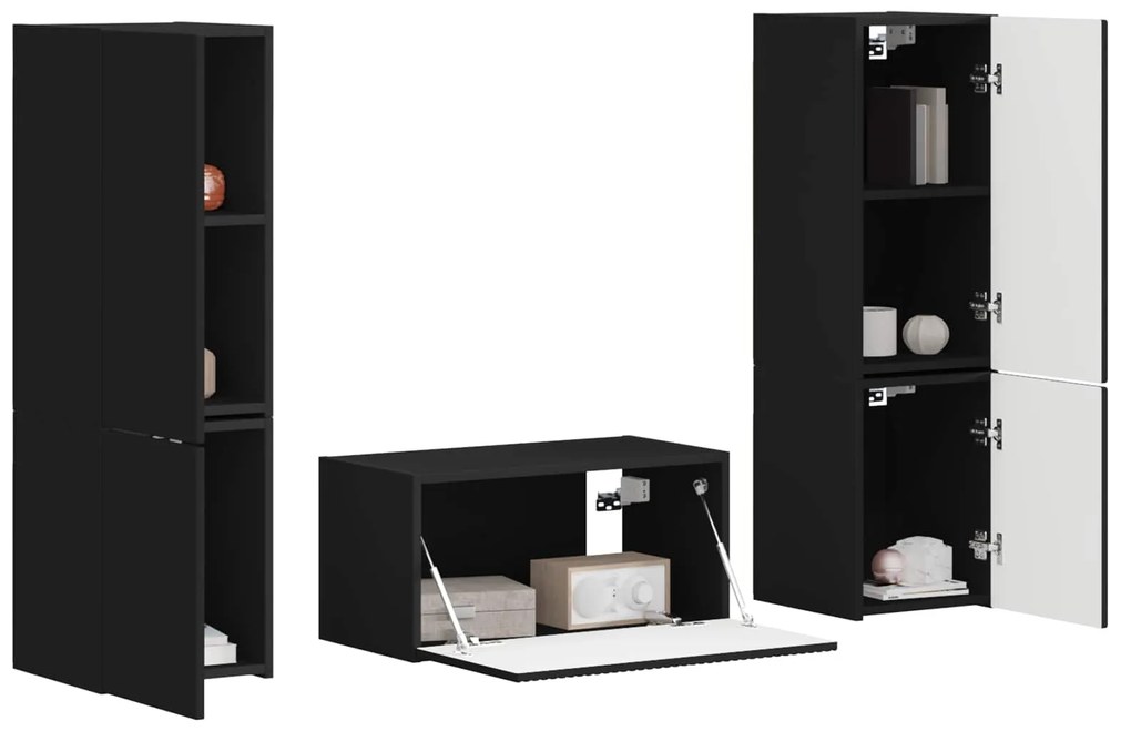 vidaXL 3 pcs Μαύρο