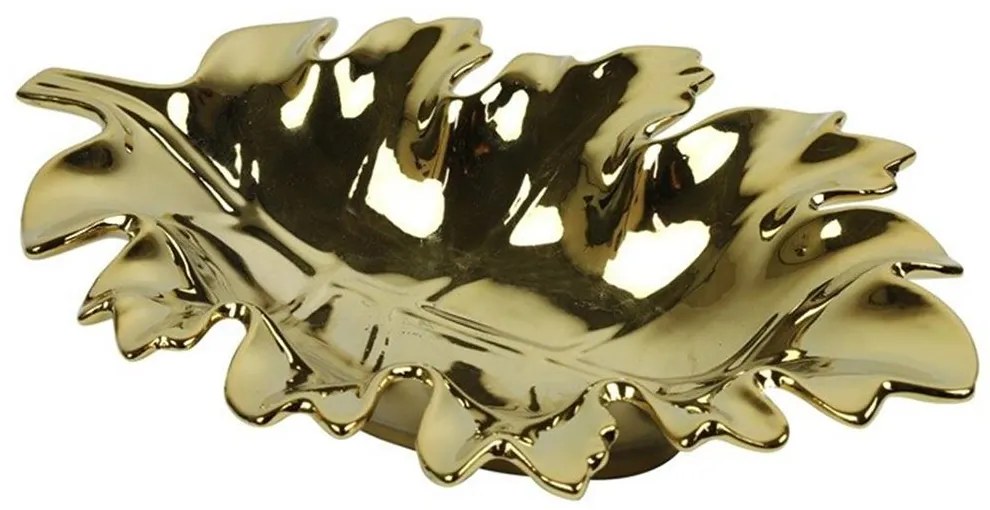 Διακοσμητική Πιατέλα Φύλλο 013.809801 30x21x6cm Gold Μέταλλο