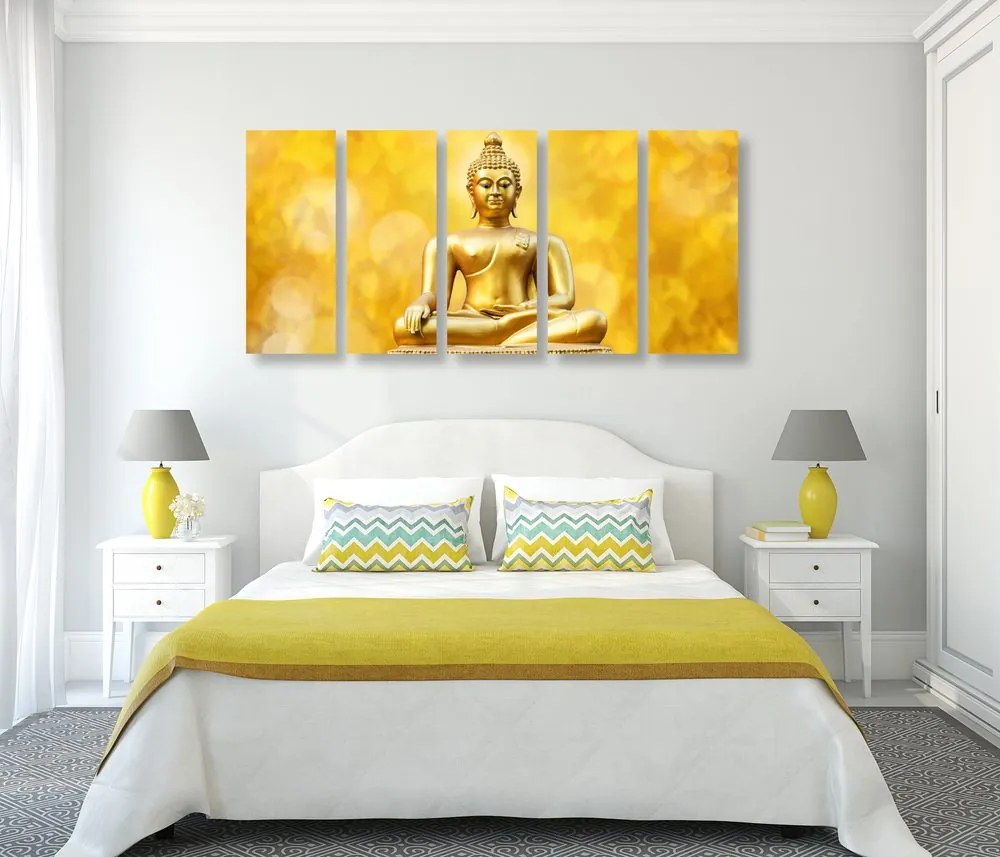 Εικόνα 5 μερών χρυσό άγαλμα του Βούδα - 100x50
