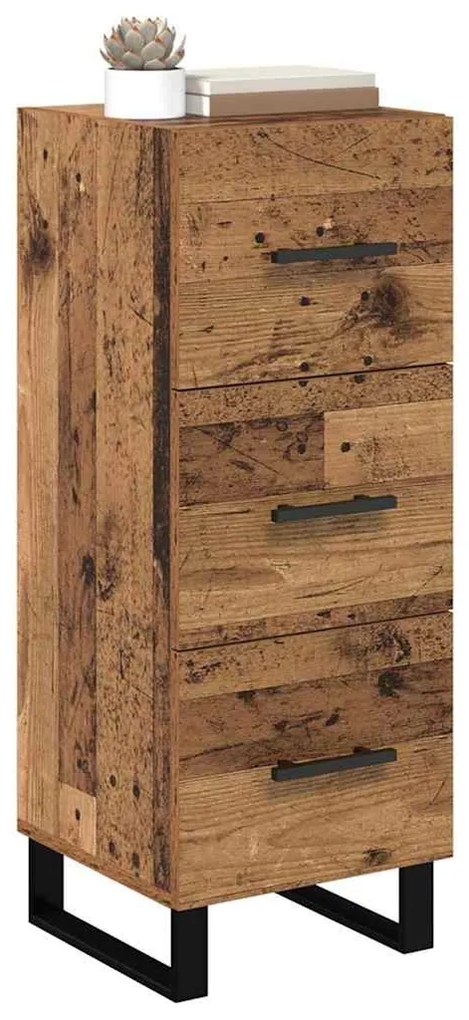 vidaXL Πλαϊνό γραφείο με συρτάρι Παλιό Ξύλο 34,5 x 34 x 90 εκ.