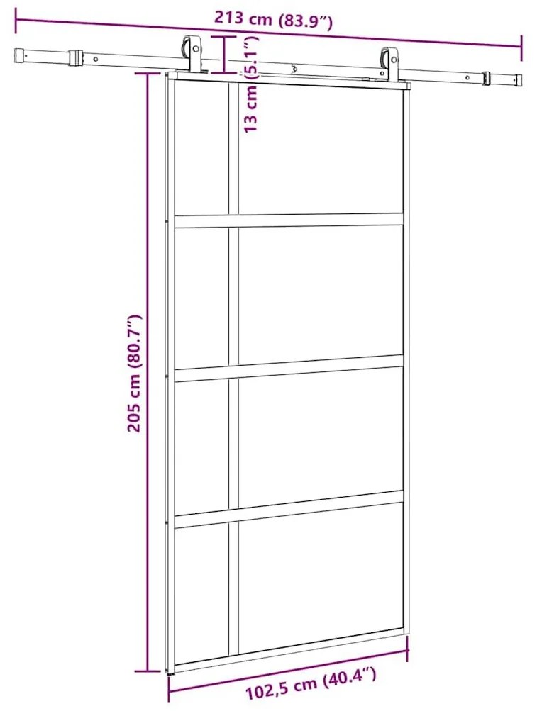 Σετ συρόμενης πόρτας με υλικό μαύρο 102,5x205 cm - Μαύρο