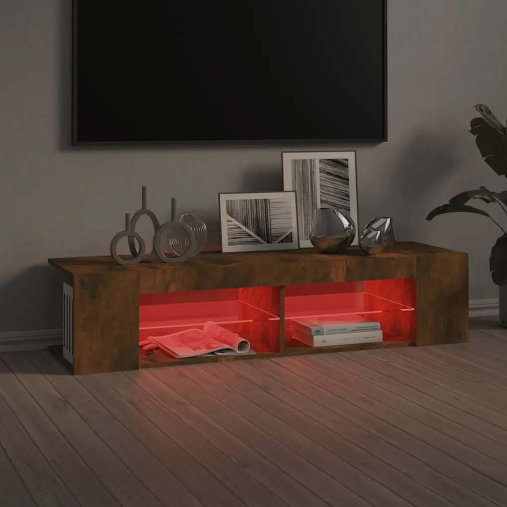 vidaXL Έπιπλο Τηλεόρασης με LED Καπνιστή Δρυς 135x39x30 εκ.