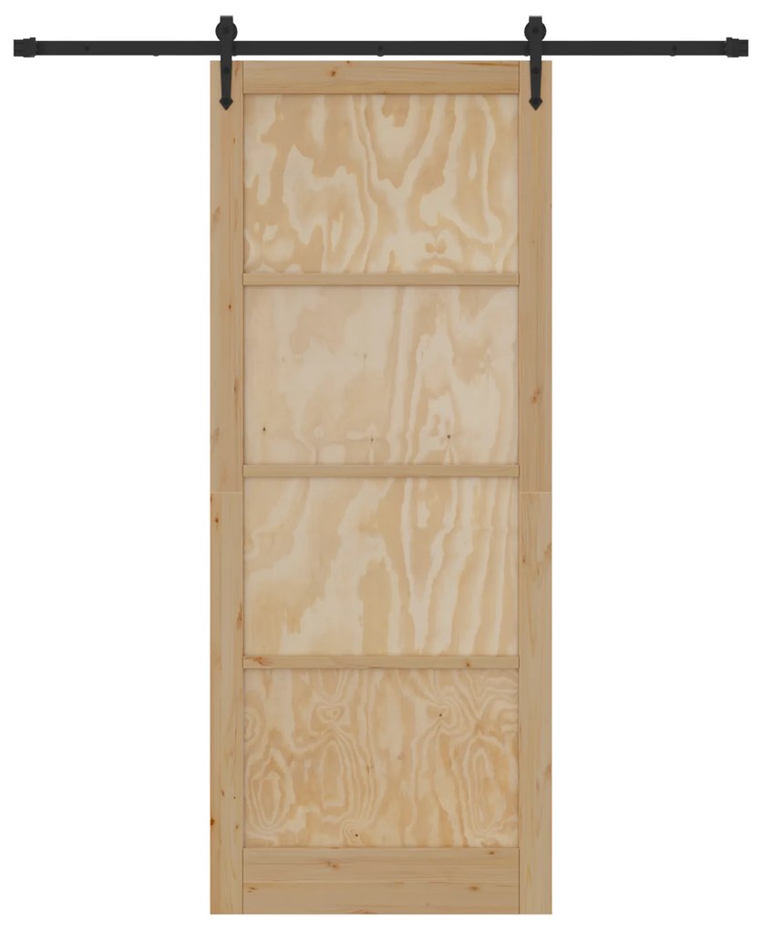 vidaXL Συρόμενη Πόρτα με Σετ Εξαρτημάτων 93x232 cm Μασίφ Ξύλο Πεύκου