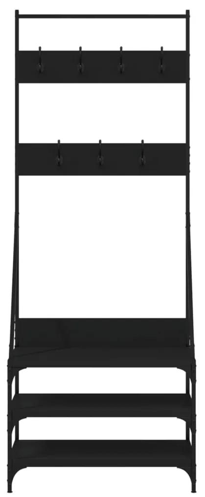 vidaXL Κρεμάστρα Ρούχων με Παπουτσοθήκη Μαύρη 70 x 40 x 184 εκ.