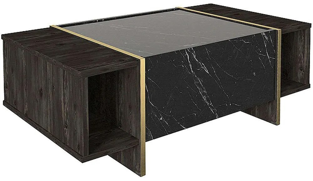 Τραπέζι Σαλονιού Veyron 0212849 104x60x37,3cm Marble Effect Black-Gold