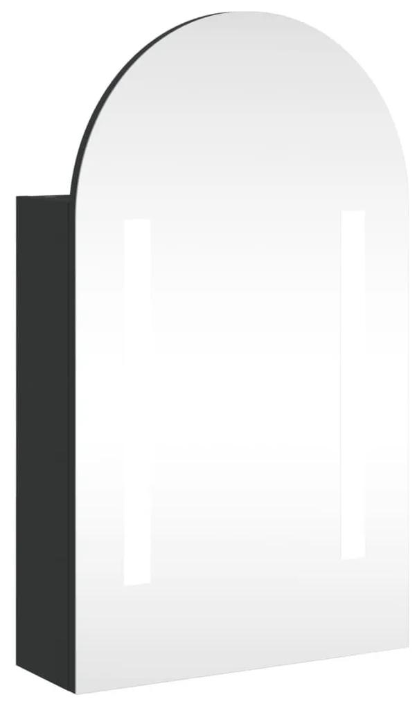 Καθρέφτης Μπάνιου με Ντουλάπι &amp; LED Αψίδα Μαύρο 42x13x70 εκ. - Μαύρο