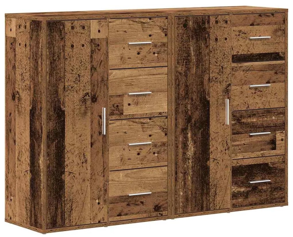 vidaXL Πλαϊνό γραφείο με συρτάρι 2 pcs Παλιό ξύλο 60 x 31 x 84 εκ.