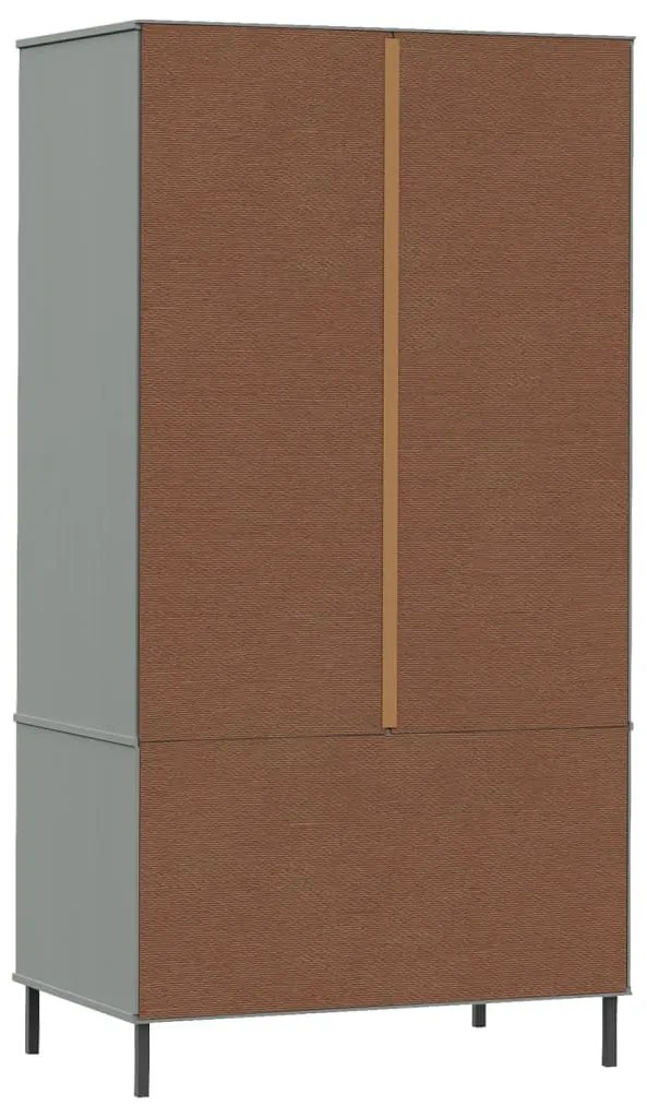 vidaXL Ντουλάπα OSLO Γκρι 90x55x172,5 εκ. Μασίφ Ξύλο με Μετ. Πόδια