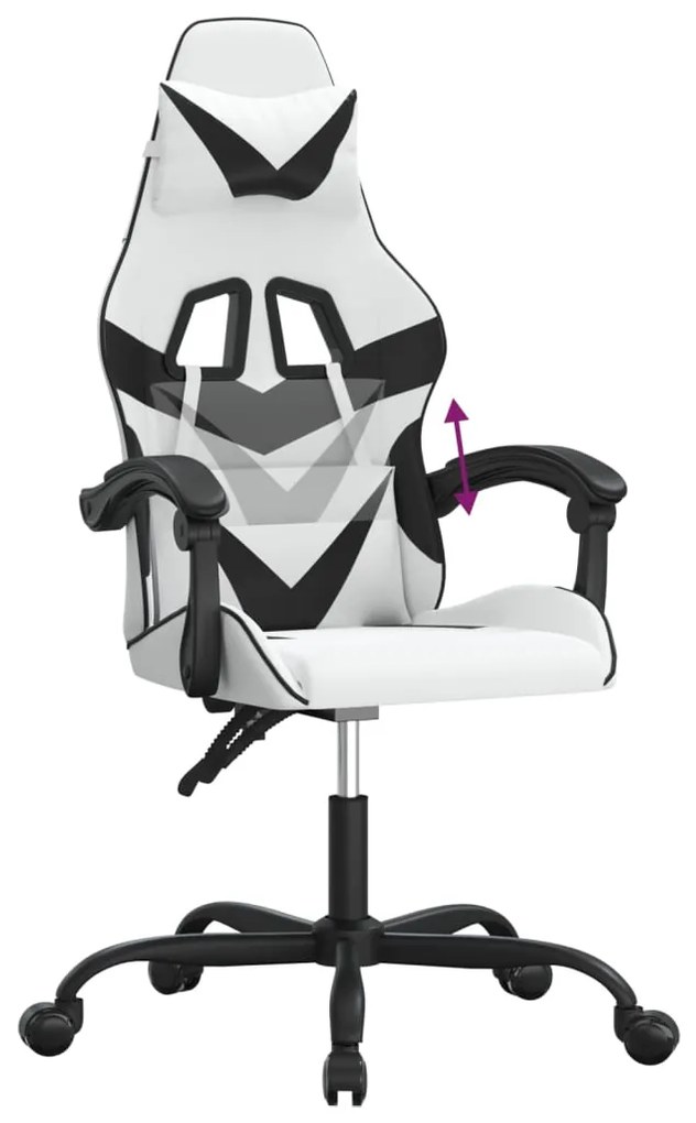 vidaXL Καρέκλα Gaming Λευκό/Μαύρο από Συνθετικό Δέρμα