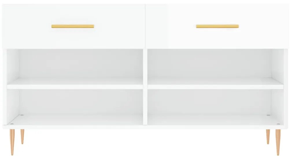 vidaXL Παπουτσοθήκη Γυαλιστερό Λευκό 102x35x55 εκ. Επεξεργασμένο Ξύλο