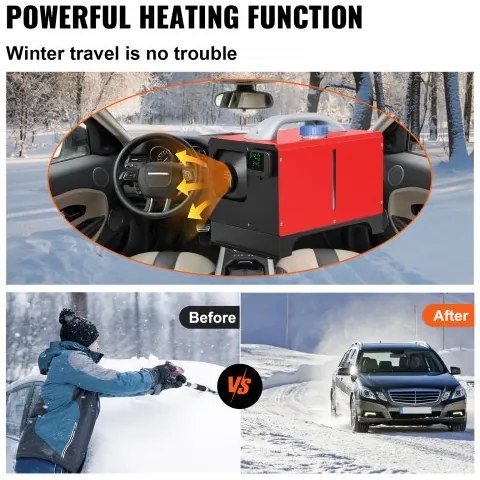 VEVOR Diesel Air Heater, 8KW Parking Heater, All in One 12V Truck Heater, One Outlet Hole, with Black LCD, Remote Control, Fast Heating Diesel Heater, For RV Truck, Boat, Bus, Car Trailer, Motorhomes