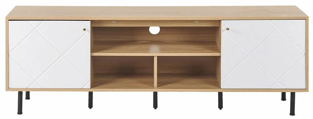 Τραπέζι Tv Berwyn 490, Ανοιχτό χρώμα ξύλου, Άσπρο, 160x56x40cm, 31 kg | Epipla1.gr
