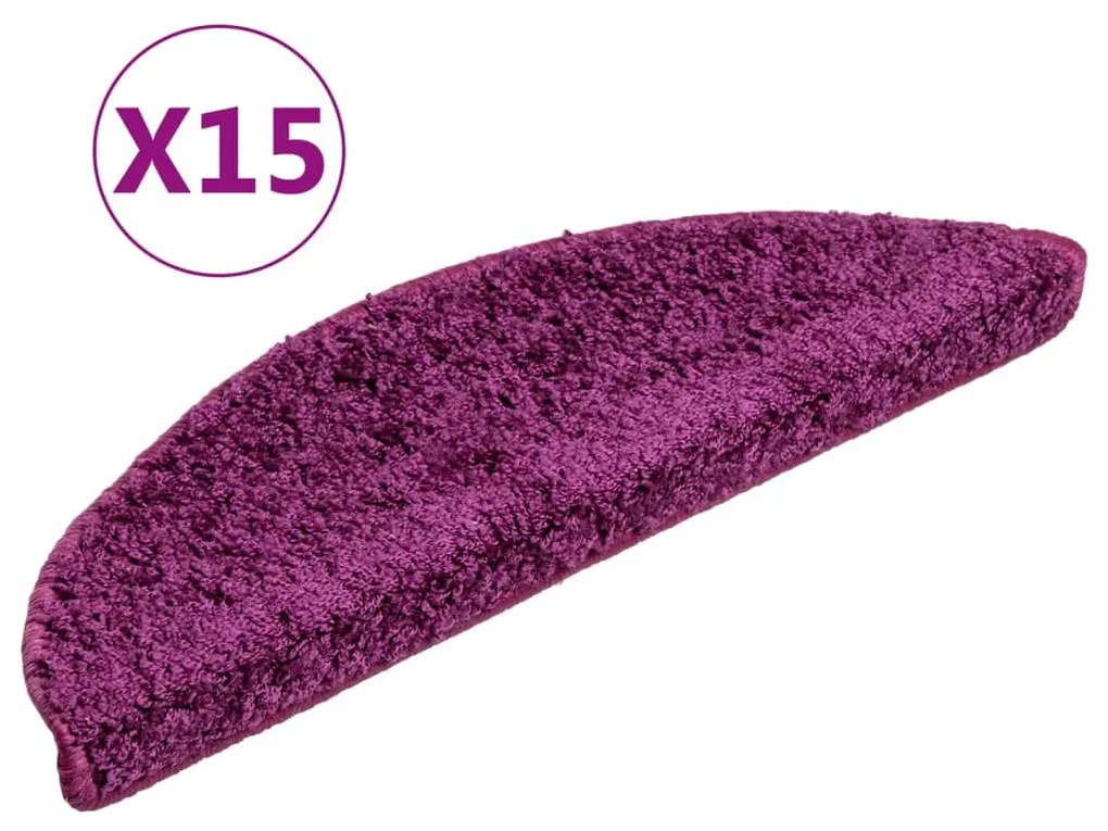 vidaXL Πατάκια Σκαλιών 15 τεμ. Μωβ Ημίκυκλα 56x17x3 εκ.