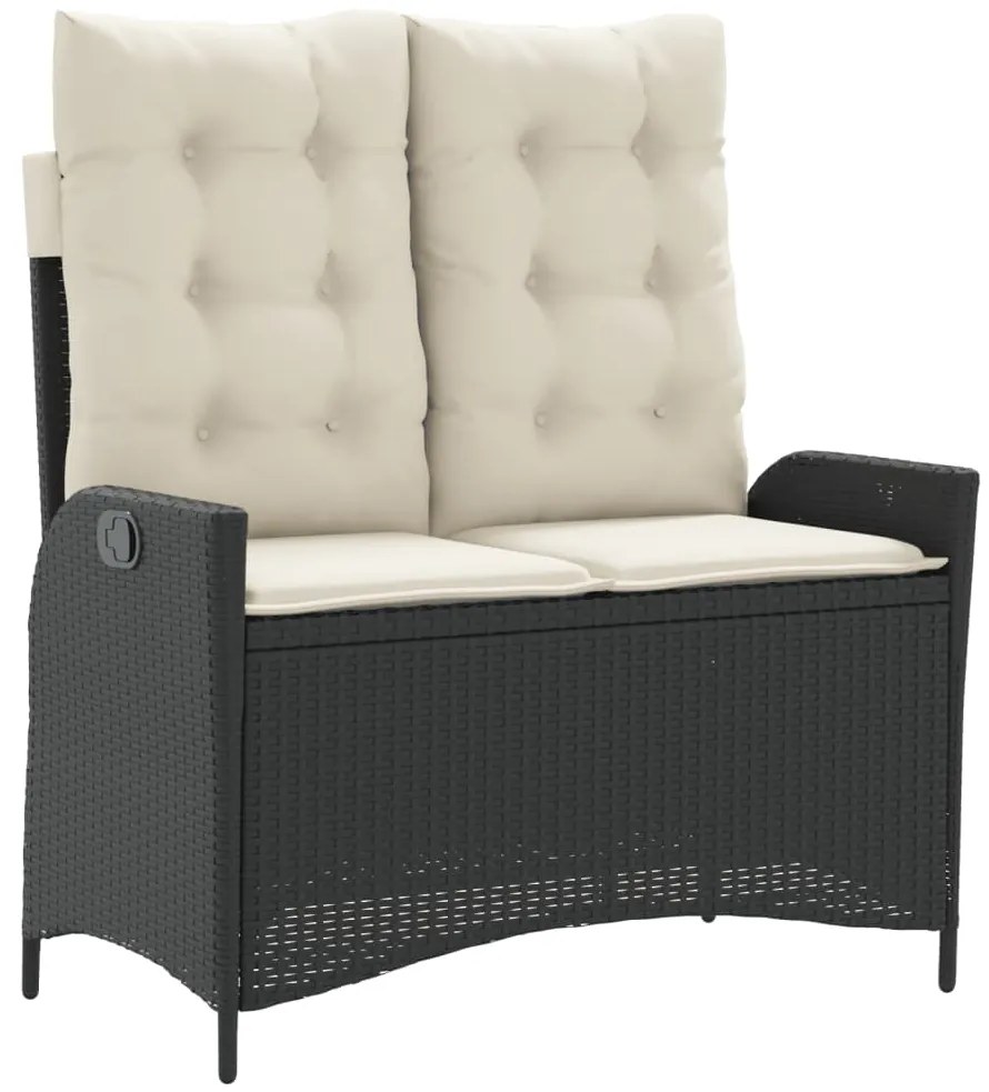 vidaXL Σετ Τραπεζαρίας Κήπου 2 Τεμ. Μαύρο από Συνθ. Ρατάν με Μαξιλάρια