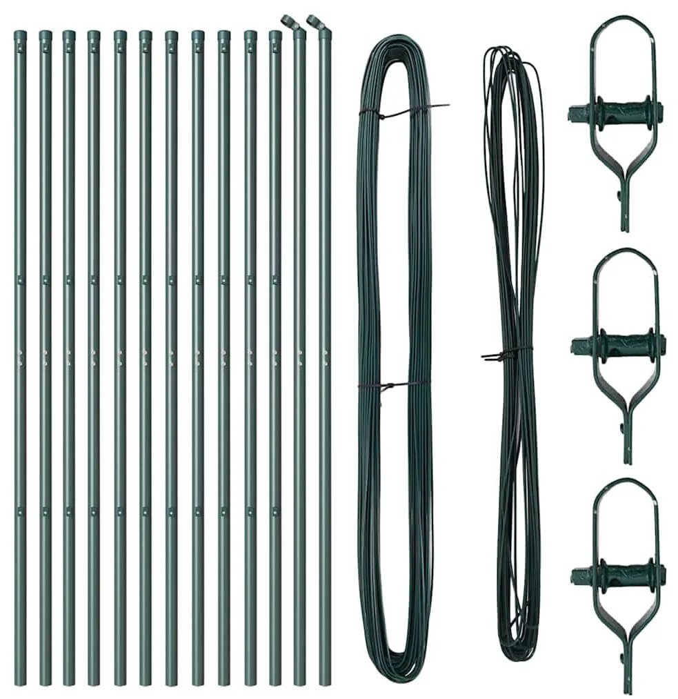 vidaXL Στύλος Περιφράξεων 13 pcs Πράσινο Ατσάλι