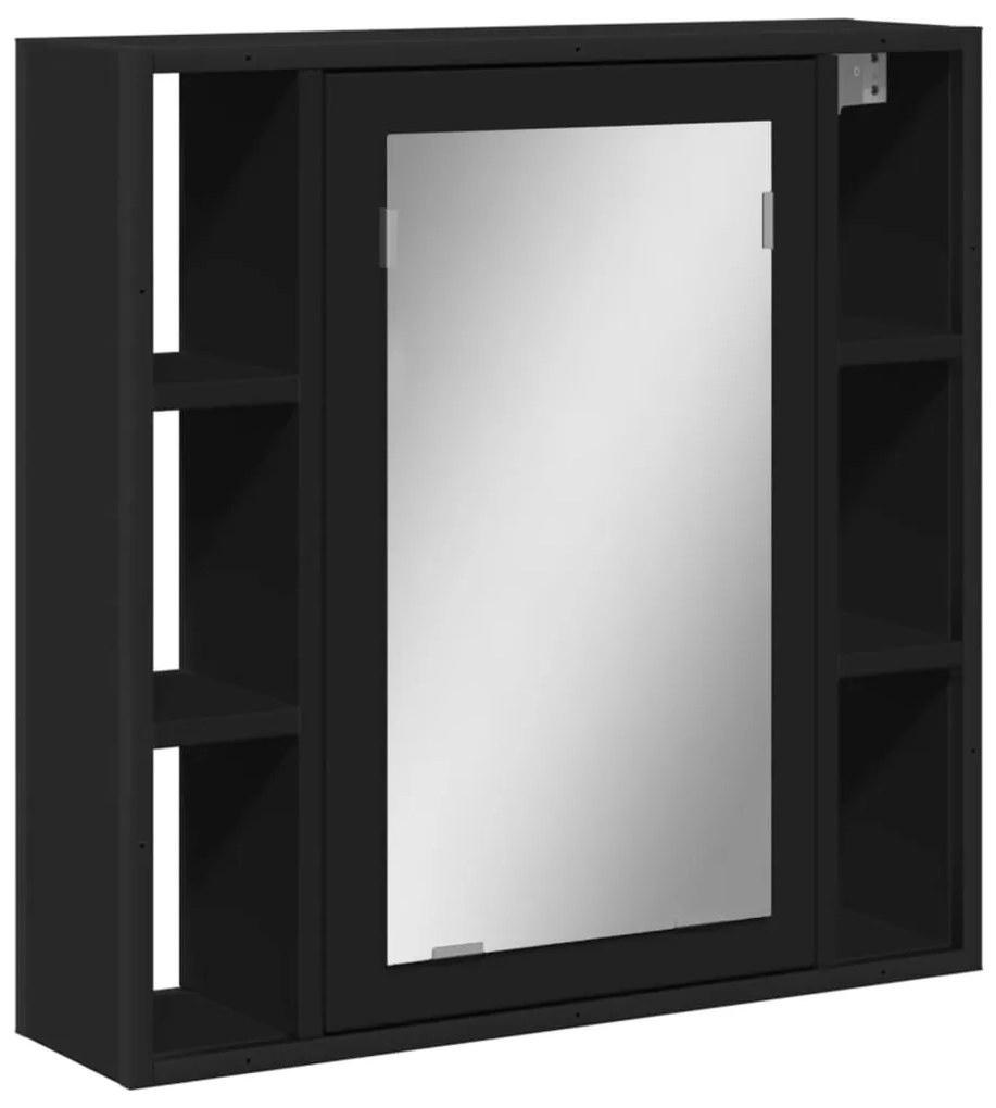 vidaXL Καθρέφτης Μπάνιου με Ντουλάπι Μαύρος 60x16x60 εκ. Επεξ. Ξύλο