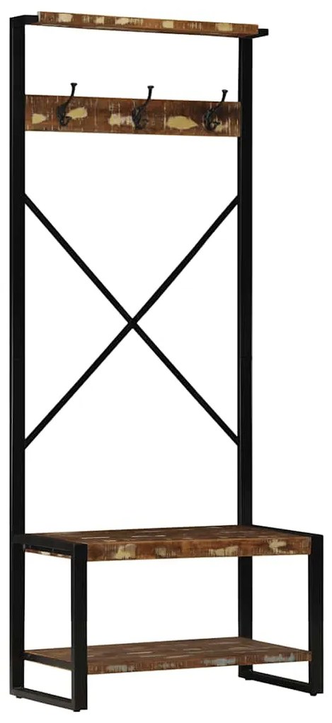 Ράφι για ρούχα Πολύχρωμο 80x40x190 cm Ξύλο μασίφ ανακυκλωμένο