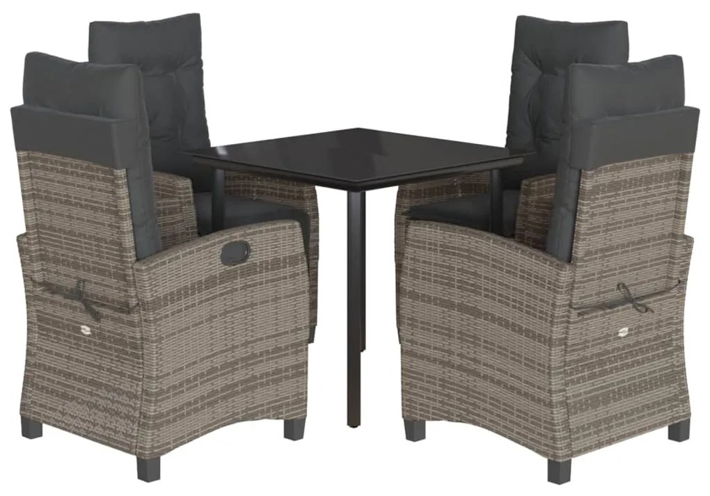 vidaXL Σετ Τραπεζαρίας Κήπου 5 τεμ. Γκρι Συνθ. Ρατάν με Μαξιλάρια