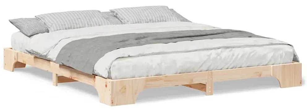vidaXL Κρεβάτι δαπέδου Καφέ 180 x 210 cm Μασίφ ξύλο πεύκου