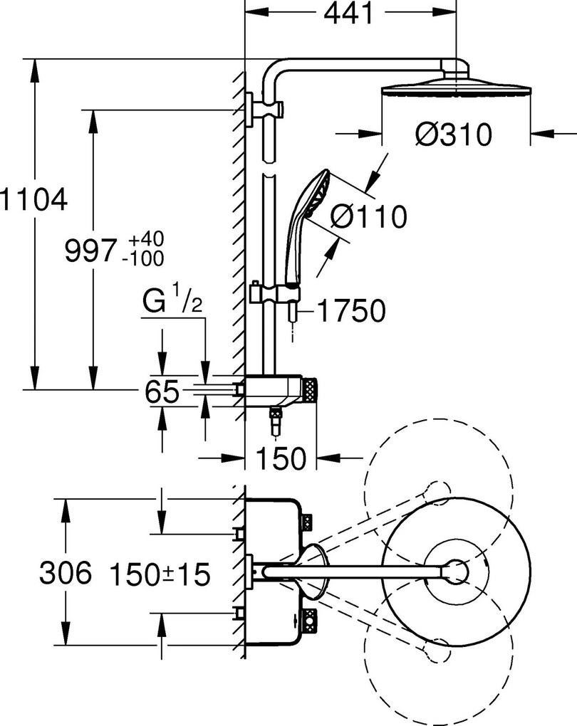 Στήλη ντούζ Grohe Euphoria Smart Control -Ashmi Mat
