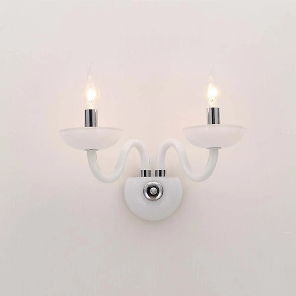 Φωτιστικό Τοίχου Δίφωτο BLK82182WWC White Crystal, Metal