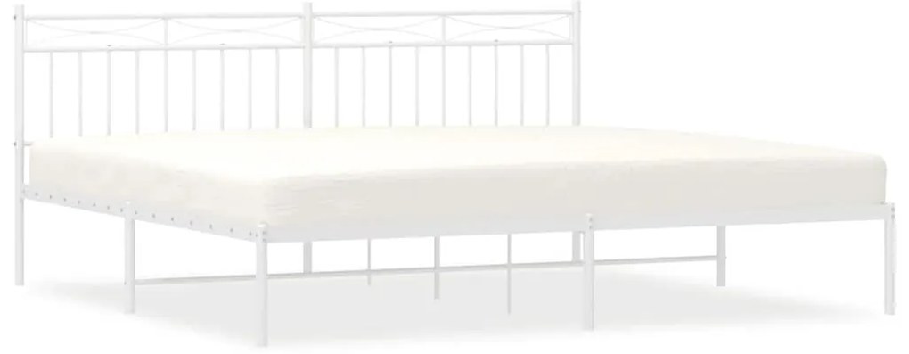 vidaXL Πλαίσιο Κρεβατιού με Κεφαλάρι Λευκό 193 x 203 εκ. Μεταλλικό