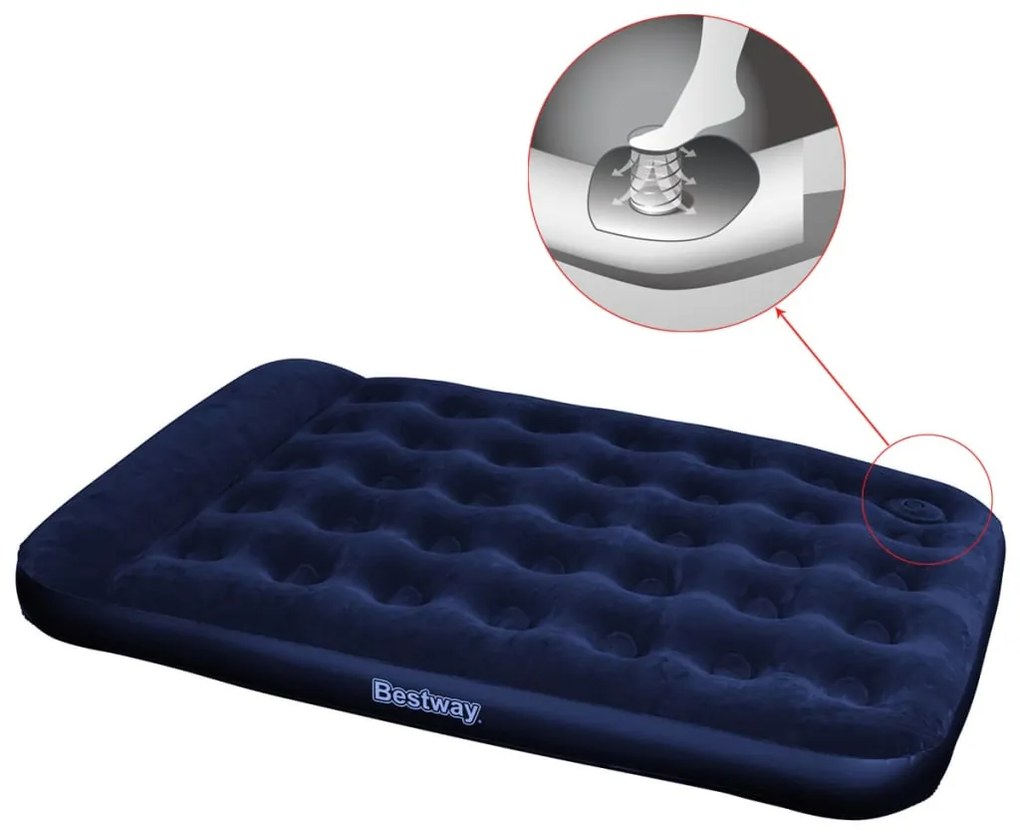 Bestway Αερόστρωμα 191x137x28 εκ Βελουτέ με Ενσωματωμένη Τρόμπα Ποδιού