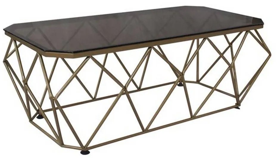Τραπεζάκι Σαλονιού Acton ΕΜ523,2 123x63x44cm Gold Metal, Glass