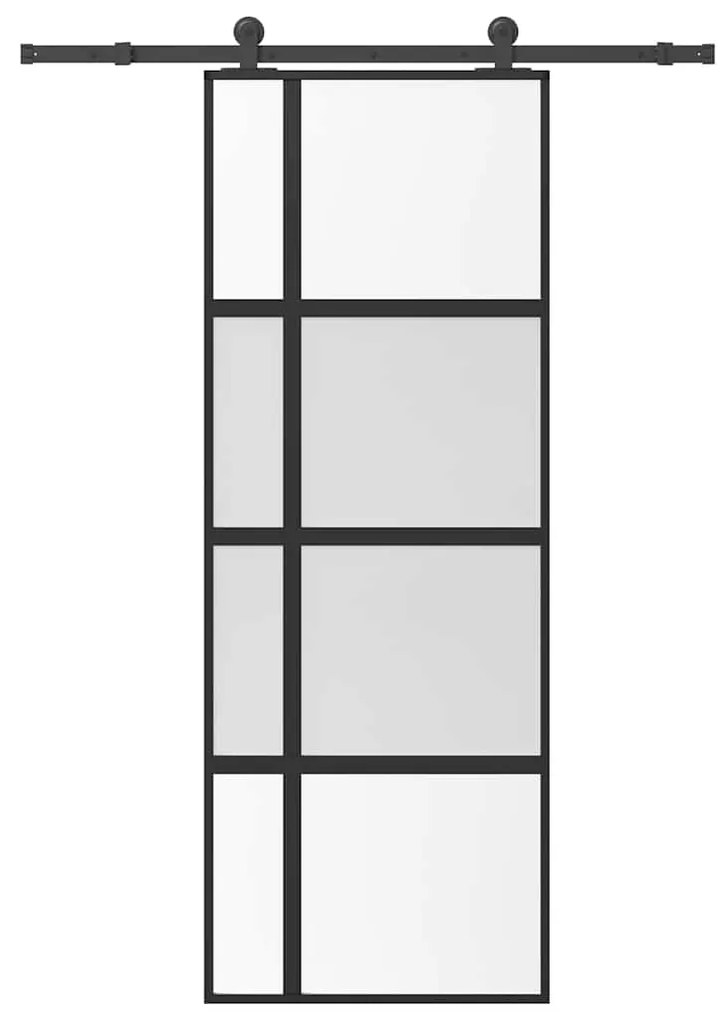 vidaXL Συρόμενη πόρτα με σετ υλικού 76x205 cm από γυαλί&amp;Αλουμίνιο