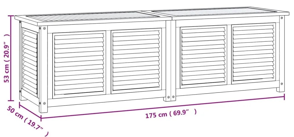 Μπαούλο Αποθήκευσης Κήπου με Τσάντα 175x50x55εκ Μασίφ Ξύλο Teak - Καφέ