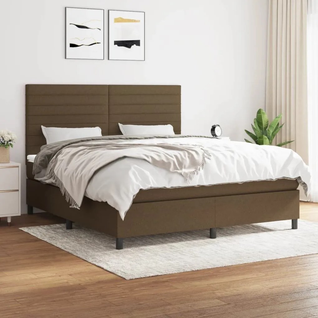 ΚΡΕΒΑΤΙ BOXSPRING ΜΕ ΣΤΡΩΜΑ ΣΚΟΥΡΟ ΚΑΦΕ 160X200 ΕΚ ΥΦΑΣΜΑΤΙΝΟ 3141868