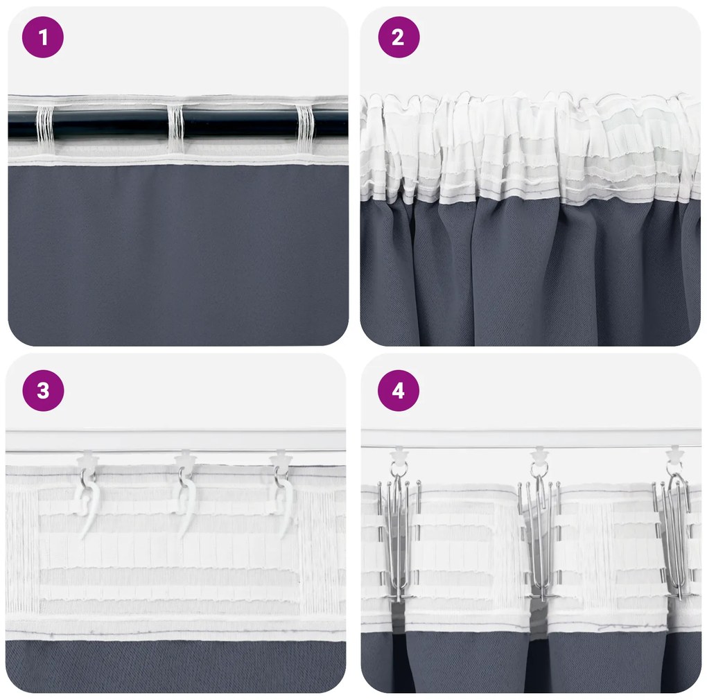 vidaXL Κουρτίνες με κουρτίνες 2 pcs Ανθρακί 260 x 140 εκ. Πολυεστέρας
