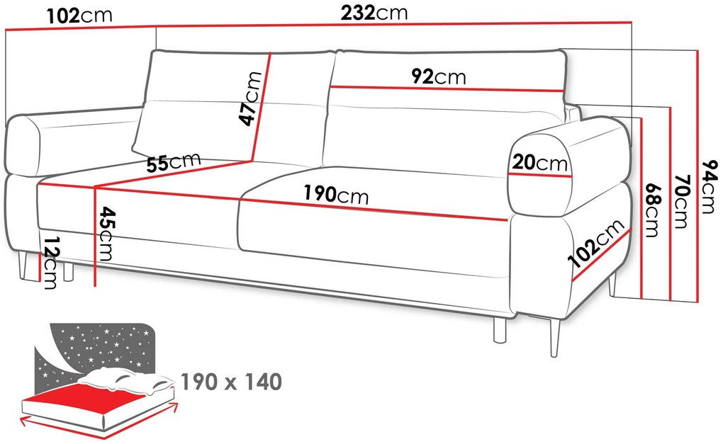 Καναπές - κρεβάτι Nordic -Beige