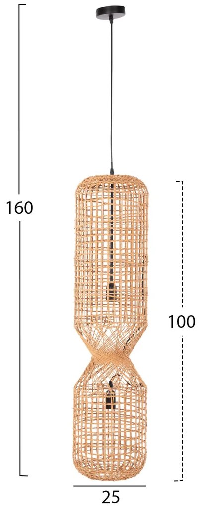 Φωτιστικό Οροφής C4344 Κυλινδρικό Paper Rope Μπέζ με 2 Λάμπες Φ25x160Υεκ. 25x25x160 εκ.