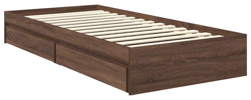 vidaXL Κρεβάτι Αποθήκης Καφέ δρυς 90 x 190 cm Επεξεργασμένο ξύλο