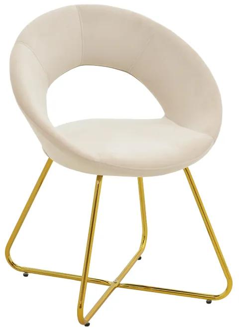 Καρέκλα Valentina μπεζ βελούδο-χρυσό πόδι 65x60x82εκ Υλικό: METAL - VELVET 127-000168