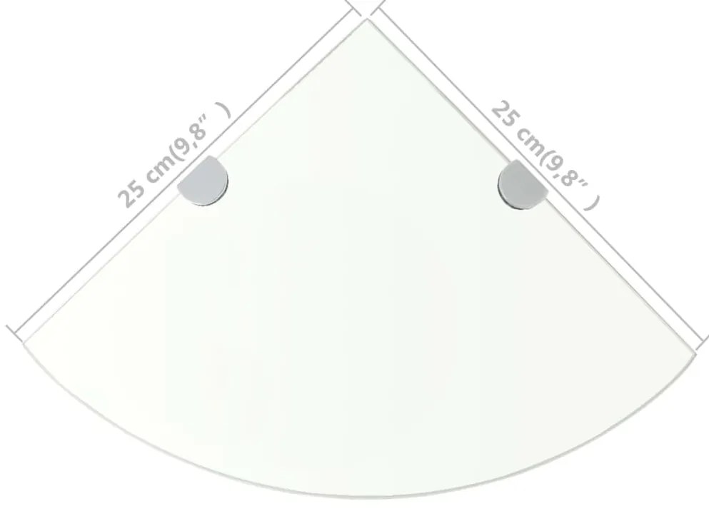 vidaXL Ράφι Γωνιακό Διάφανο 25 x 25 εκ. Γυάλινο με Στηρίγματα Χρωμίου
