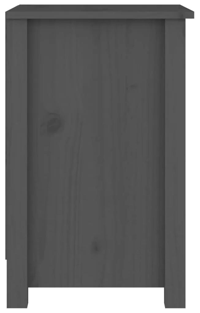 Κομοδίνα 2 τεμ. Γκρι 40x35x55 εκ. από Μασίφ Ξύλο Πεύκου - Γκρι