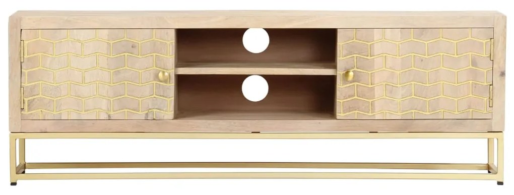 vidaXL Έπιπλο Τηλεόρασης Χρυσό 120 x 30 x 40 εκ. από Μασίφ Ξύλο Μάνγκο