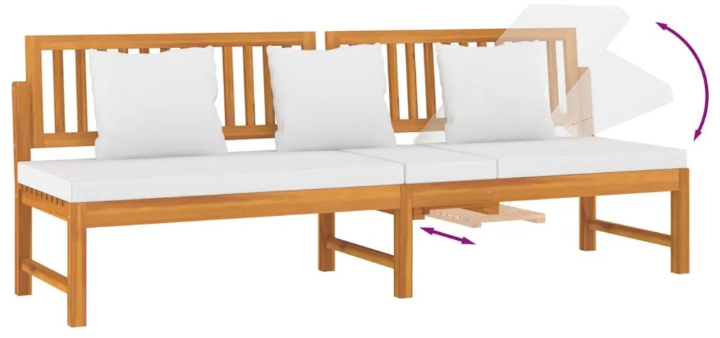 vidaXL Καναπές Κρεβάτι 200x60x75 εκ. Μασίφ Ακακία με Κρεμ Μαξιλάρι