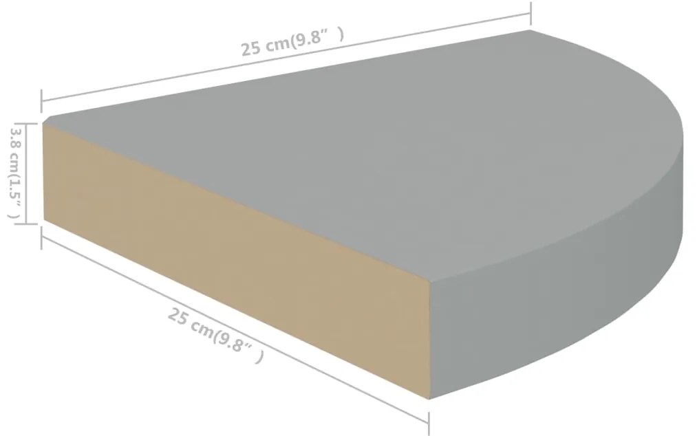 ΡΑΦΙΑ ΤΟΙΧΟΥ ΓΩΝΙΑΚΑ 2 ΤΕΜ. ΓΚΡΙ 25 X 25 X 3,8 ΕΚ. ΑΠΟ MDF 323902