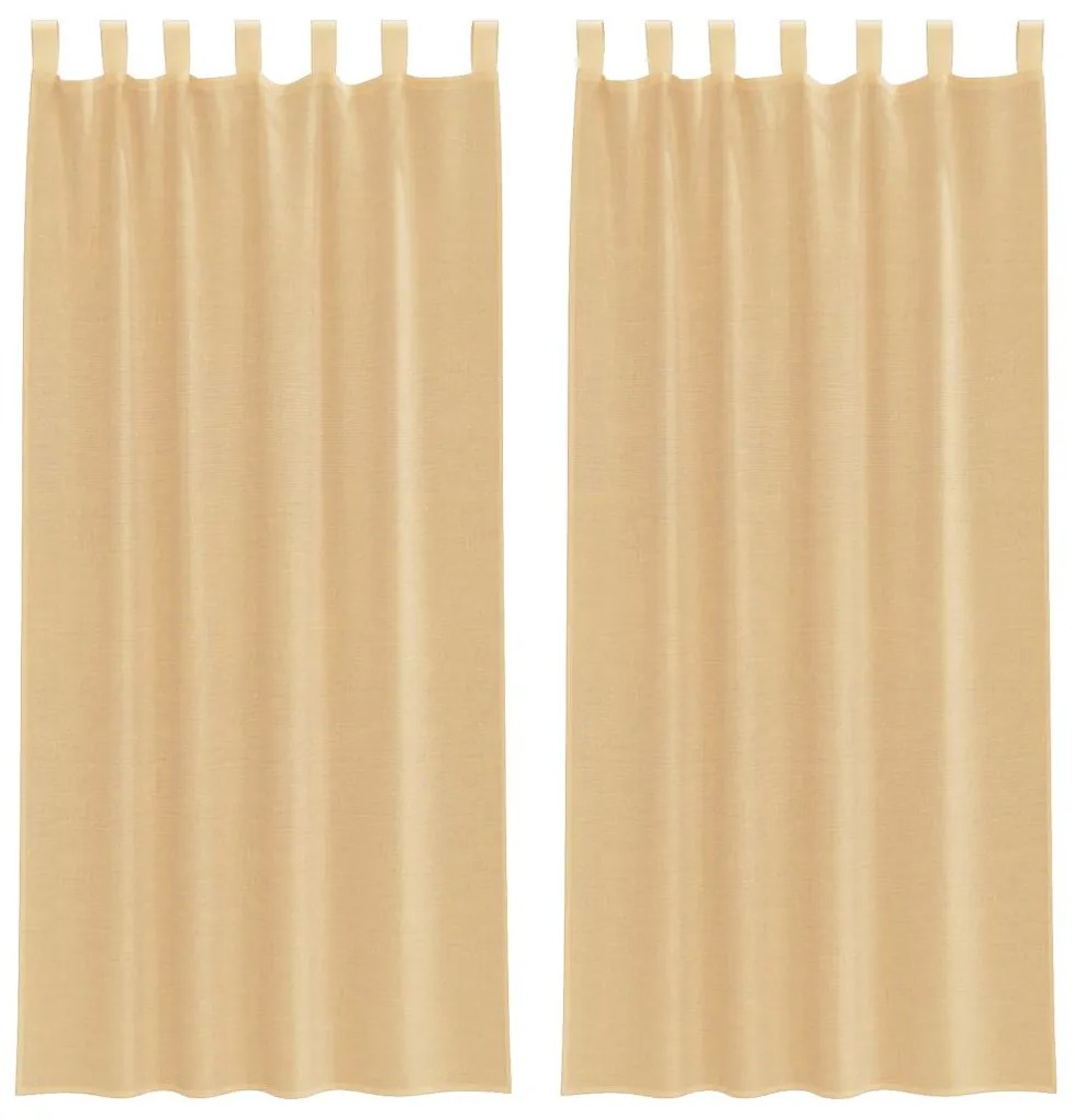 vidaXL Κουρτίνες Voile με βρόχους 2 τεμάχια Άμμος 140x225 cm