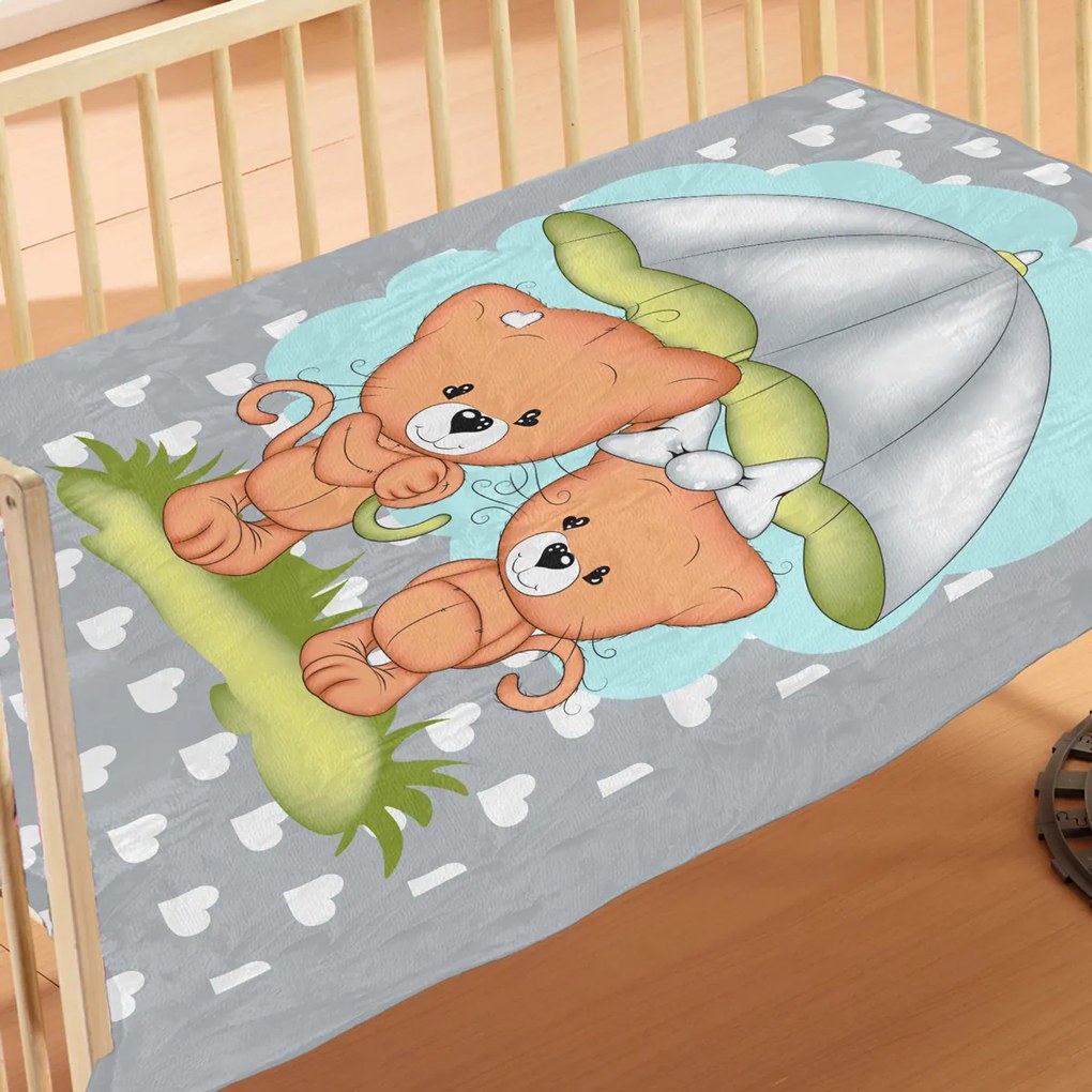 Κουβέρτα Βελουτέ Κούνιας (110x140) Dimcol Rainy Bears 07