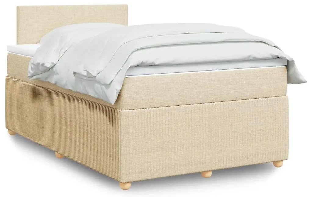 vidaXL Κρεβάτι Boxspring με Στρώμα Κρεμ 120x200 εκ. Υφασμάτινο