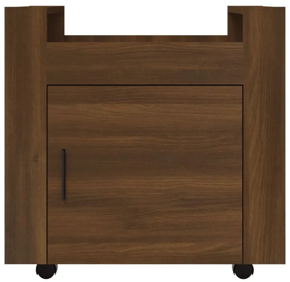 vidaXL Τρόλεϊ Γραφείου Καφέ Δρυς 60x45x60 εκ. από Επεξεργασμένο Ξύλο