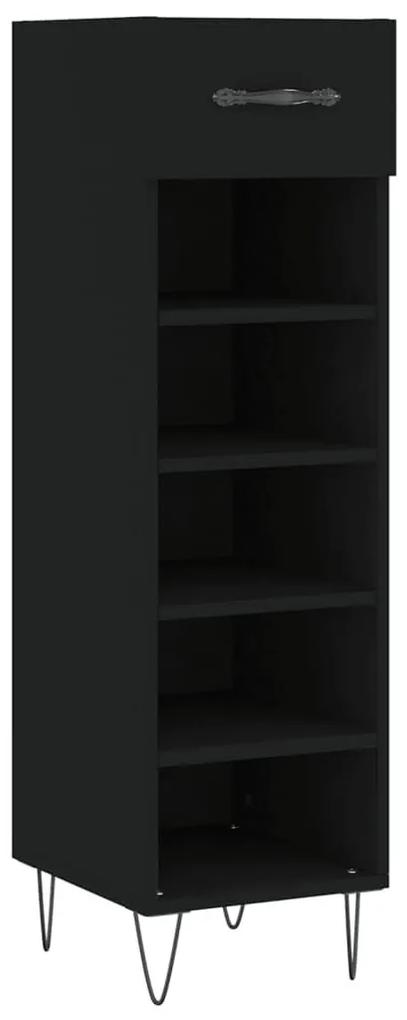Παπουτσοθήκη Μαύρη 30 x 35 x 105 εκ. από Επεξεργασμένο Ξύλο - Μαύρο