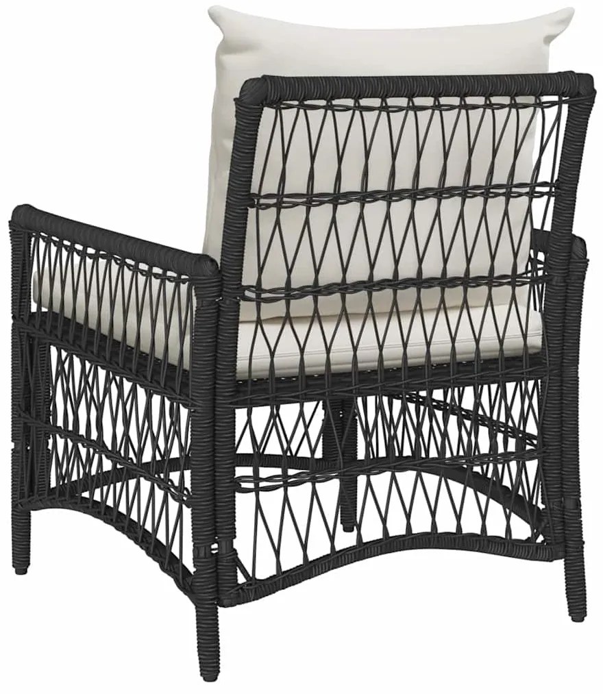 vidaXL Πολυθρόνα Κήπου με Μαξιλάρια, Μαύρη, 60 x 70 x 78 εκ. Πολυ Ράτταν