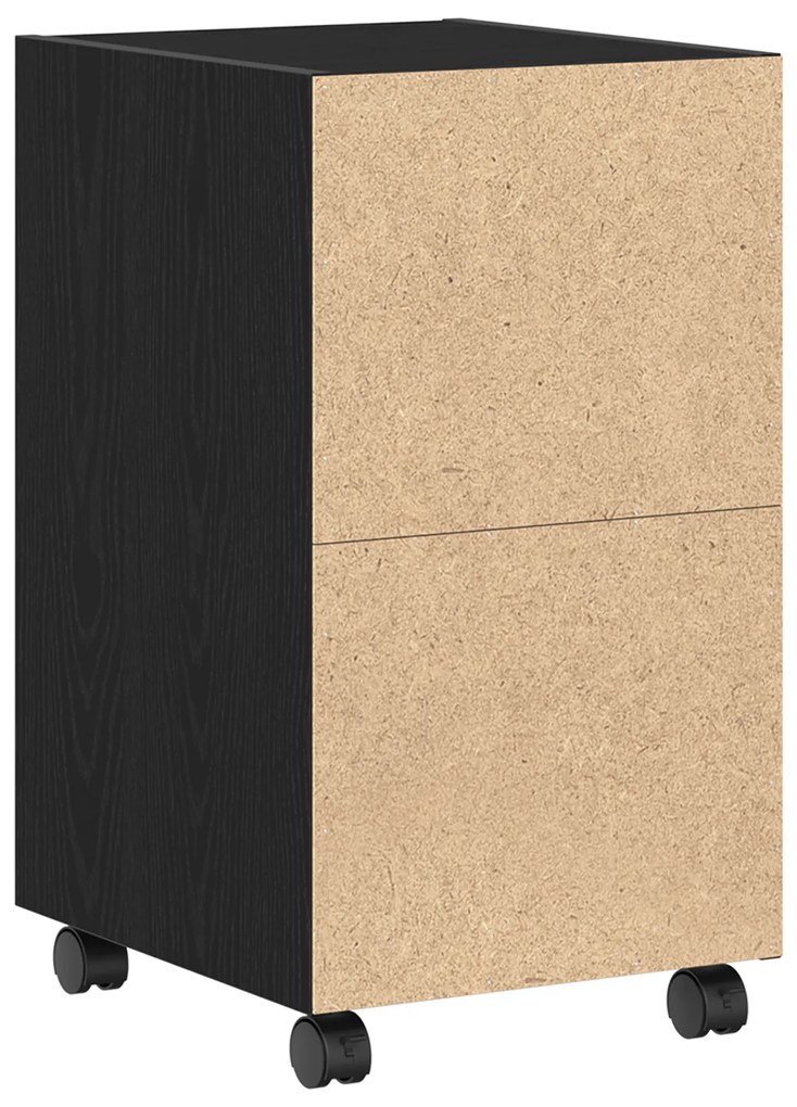 vidaXL Κομοδίνο με Ρόδες Μαύρο Δρυς 33x38x60 εκ Ξύλο