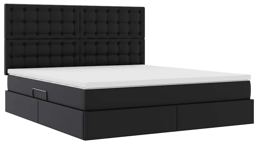 vidaXL Κρεβάτι Αποθήκης με στρώμα Μαύρο 160 x 200 cm Τεχνητό Δέρμα